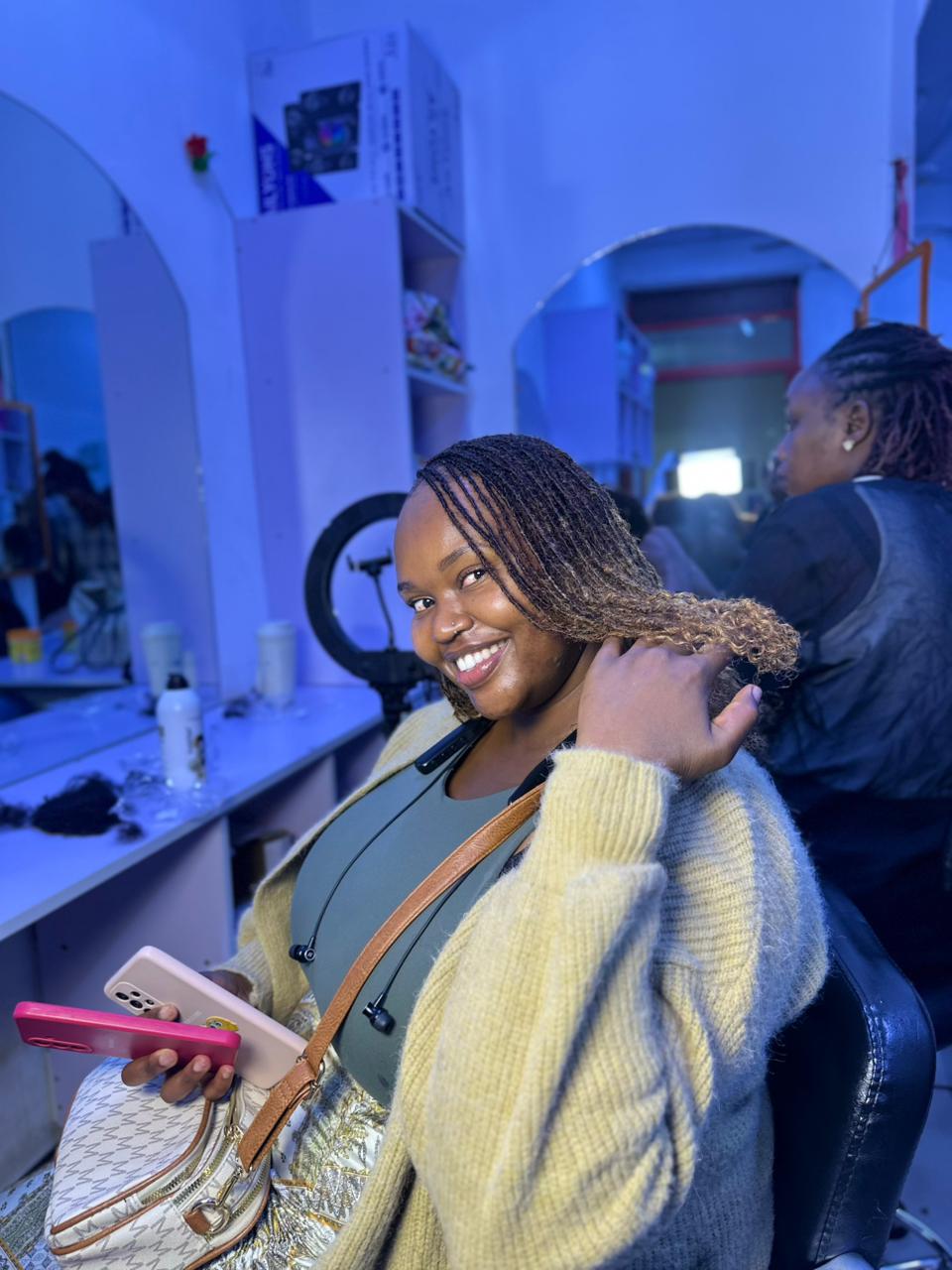 Professional Sisterlocks installation in Nairobi Kenya at Locked by Monique